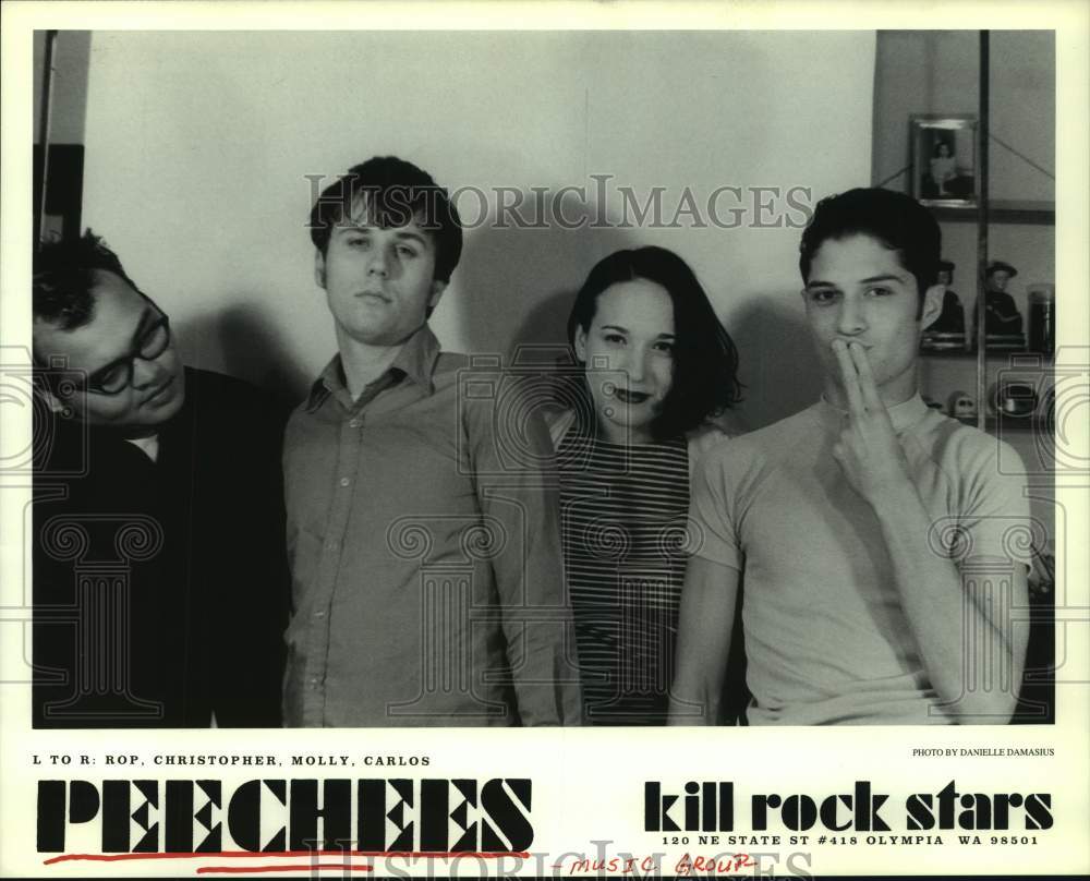 1997 Press Photo Music Group &quot;Peechees:&quot; Rop, Christopher, Molly, Carlos- Historic Images