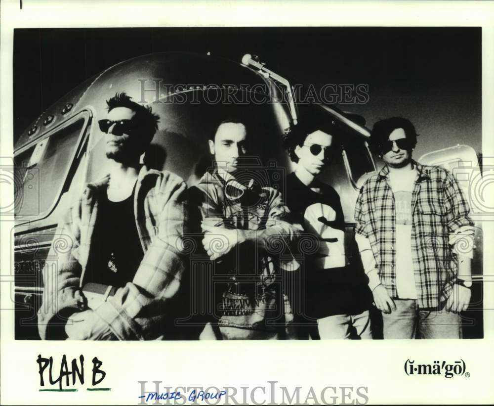 1993 Press Photo Plan B band members lean against Airstream trailer - hcp07702- Historic Images