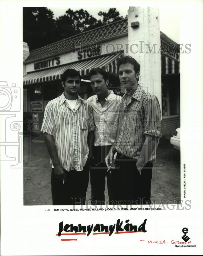 1996 Press Photo Jennyanykind band: Tom Royal, Michael Holland, Mark Holland- Historic Images