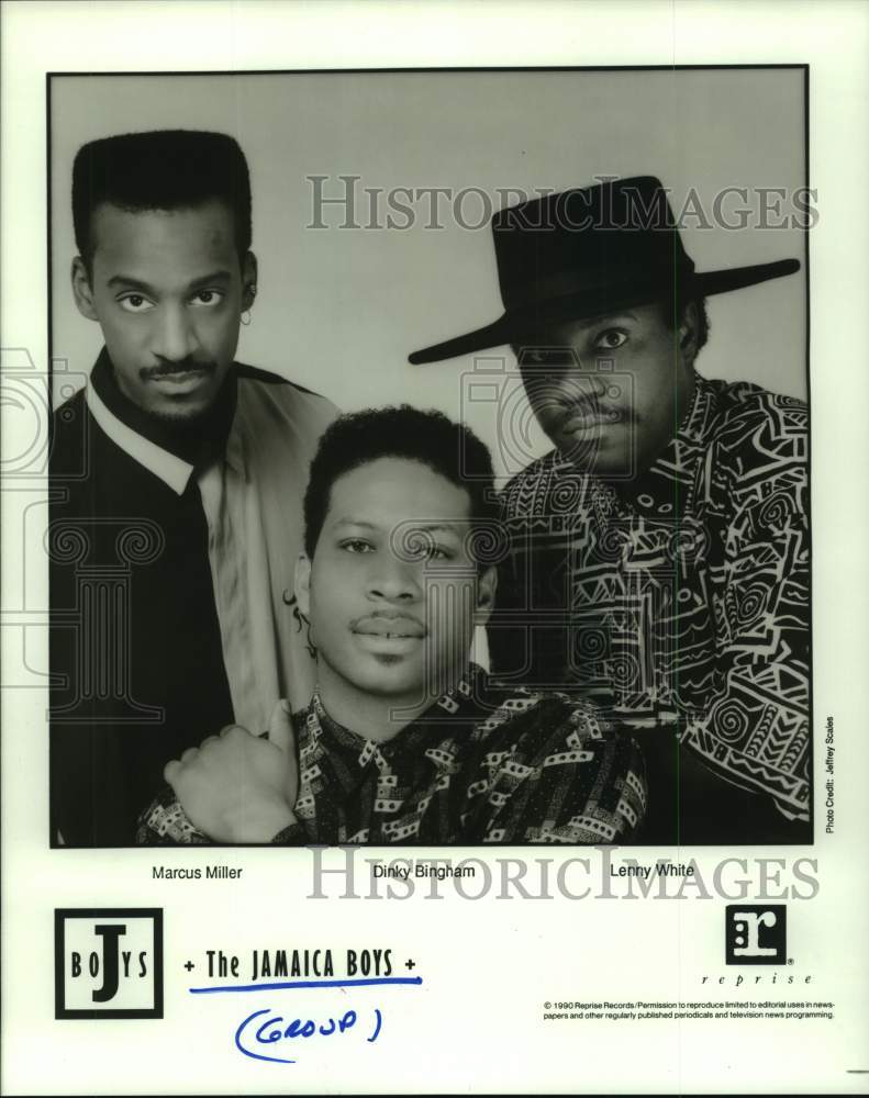 1990 Press Photo Marcus Miller, Dinky Bingham, Lenny White are The Jamaica Boys- Historic Images