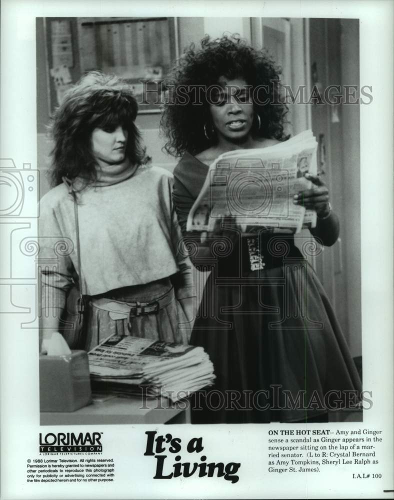 1988 Press Photo Crystal Bernard, Sheryl Lee Ralph: &quot;It&#39;s a Living&quot; TV sitcom- Historic Images