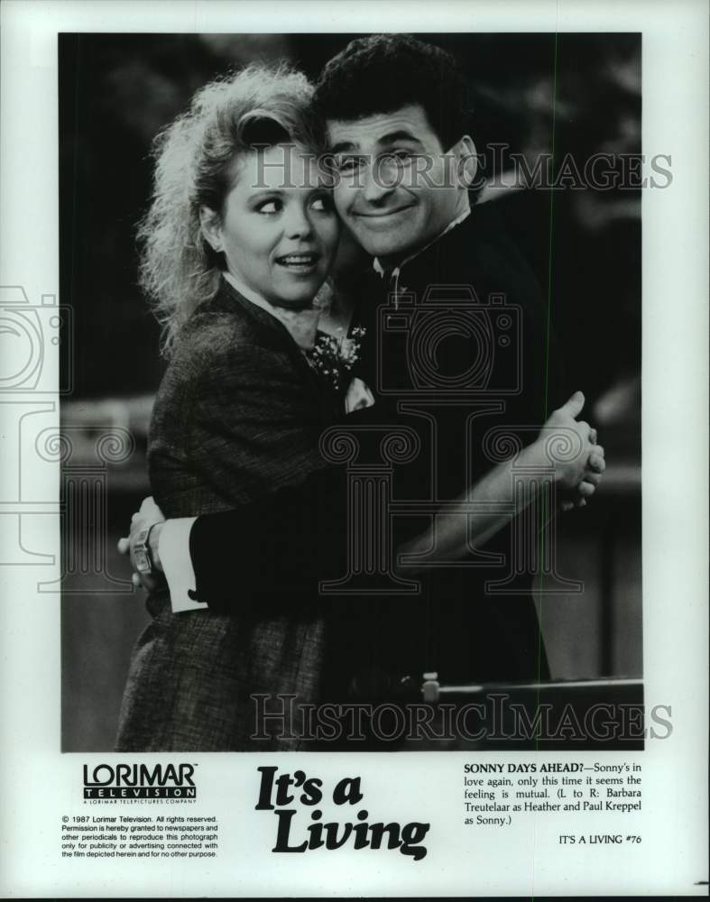 1987 Press Photo Barbara Treutelaar, Paul Kreppel in &quot;It&#39;s a Living&quot; TV show- Historic Images