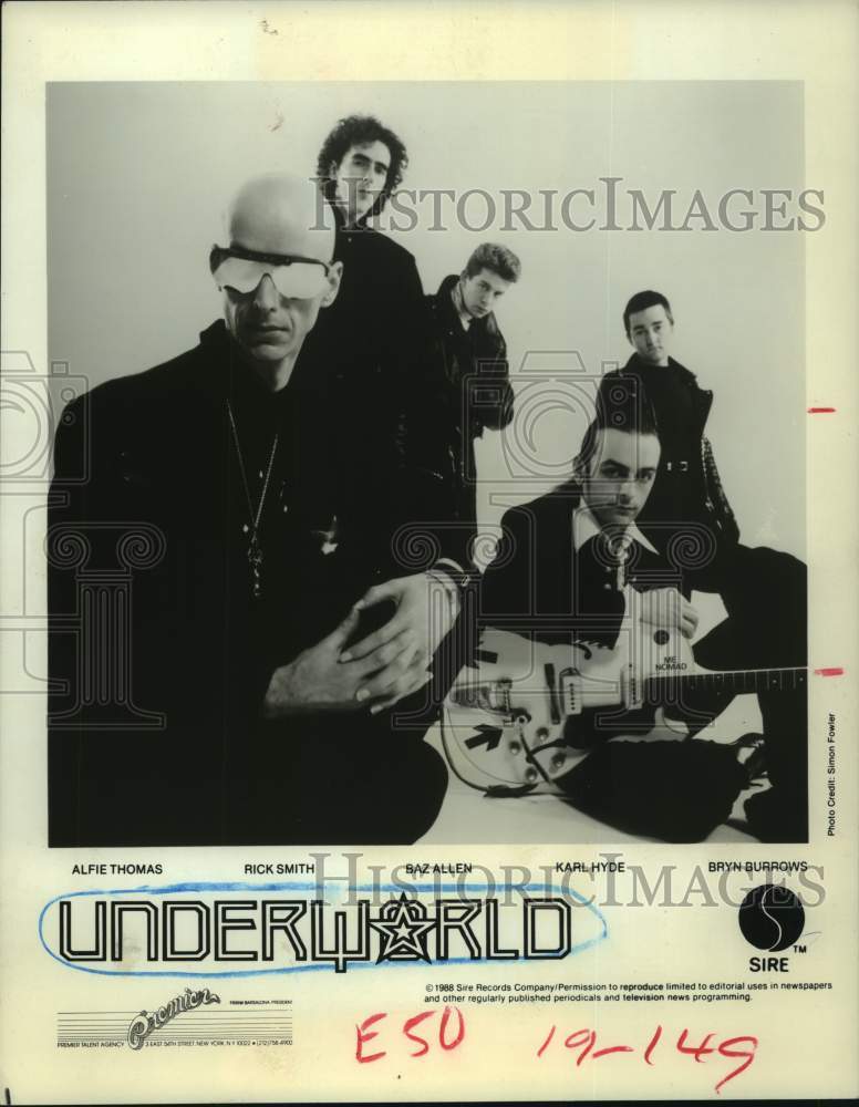 1988 Press Photo Rock Group &quot;Underworld&quot; - hcp07979- Historic Images