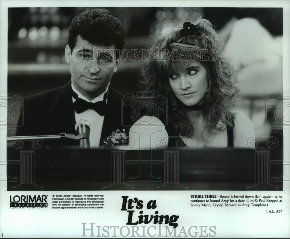 1988 Press Photo Actor Paul Kreppel, Crystal Bernard on &quot;It&#39;s a Living&quot; TV Show- Historic Images