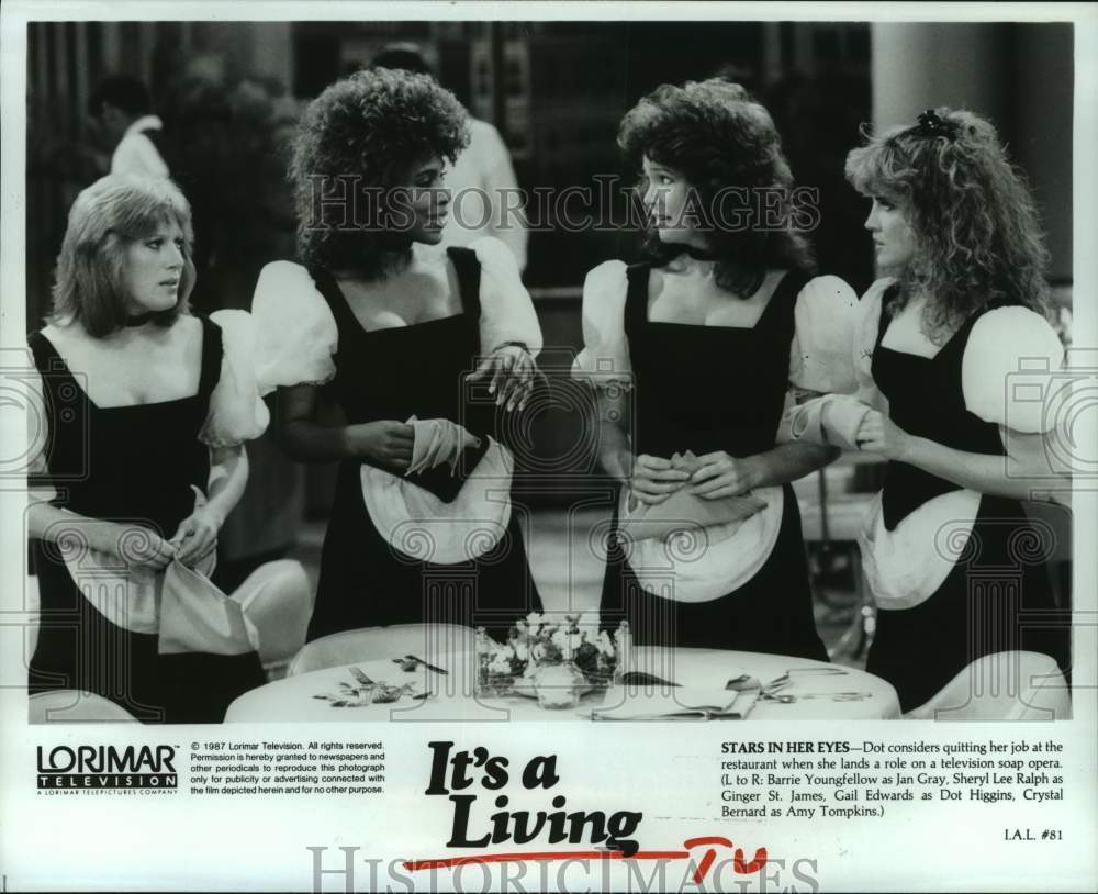 1987 Press Photo Scene from &quot;It&#39;s a Living&quot; TV Series - hcp08084- Historic Images