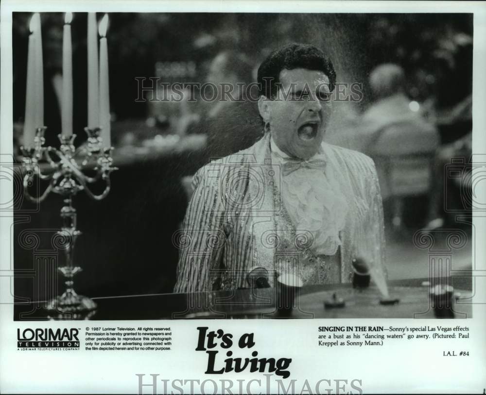 1987 Press Photo Actor Paul Kreppel as Sonny Mann on &quot;It&#39;s a Living&quot; TV Series- Historic Images