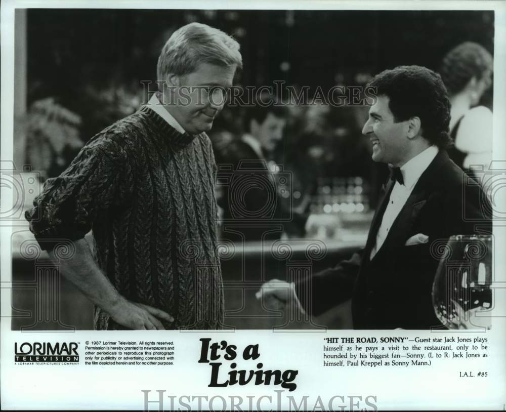 1987 Press Photo Jack Jones, Paul Kreppel on &quot;It&#39;s a Living&quot; TV Series- Historic Images