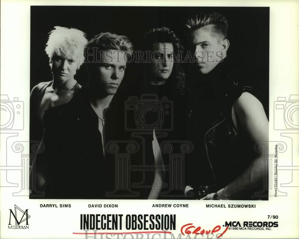 1990 Press Photo Members of the music group Indecent Obsession - hcp08140- Historic Images