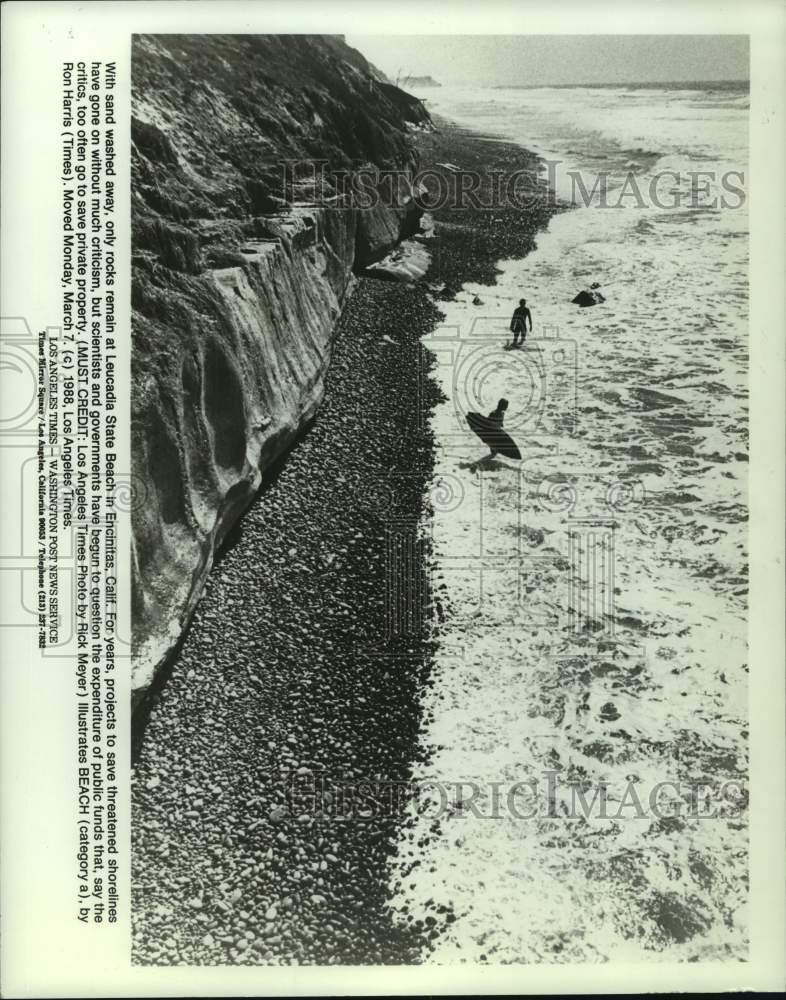 1988 Press Photo Leucadia State Beach in Encinitas, California - hcp08218- Historic Images