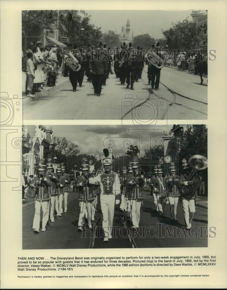 1955 Press Photo Disneyland band 1955 and 1985 - hcp08310