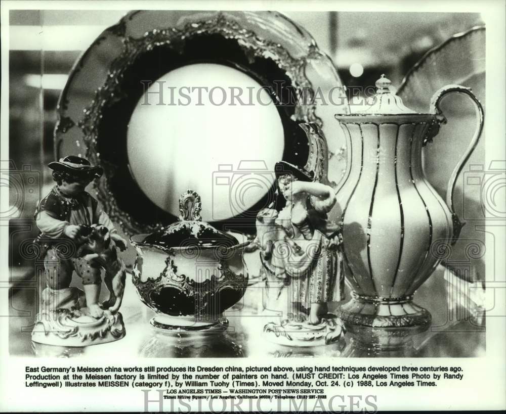1988 Press Photo Sampling of East Germany's Meissen's Dresden china - hcp08345- Historic Images