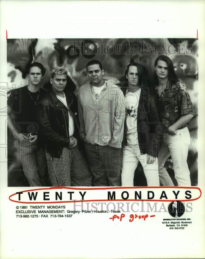 1991 Press Photo Pop music group Twenty Mondays. - hcp08586- Historic Images