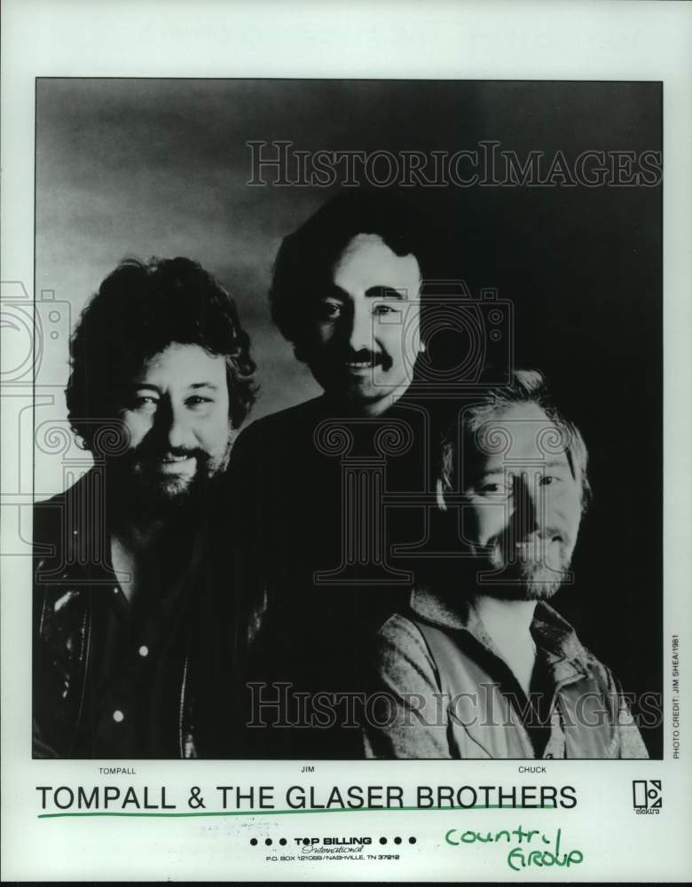 1981 Press Photo Members of country music group Tompall &amp; The Glaser Brothers- Historic Images