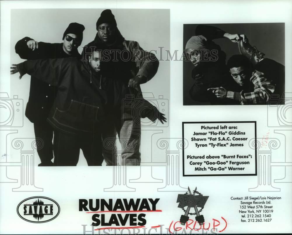 1993 Press Photo Members of music group "Runaway Slaves". - hcp09348- Historic Images