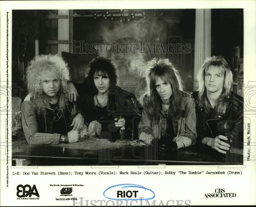 1988 Press Photo Members of pop music group &quot;Riot&quot;. - hcp09351- Historic Images