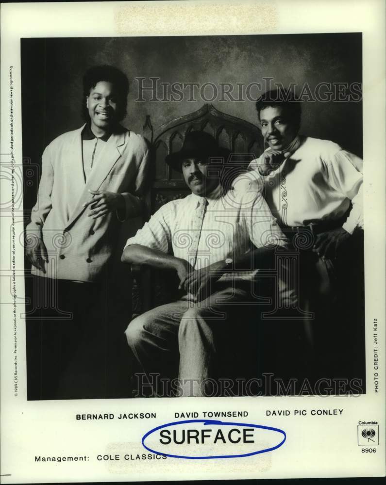 1989 Press Photo Surface: Bernard Jackson, David Townsend, David Conley - band- Historic Images