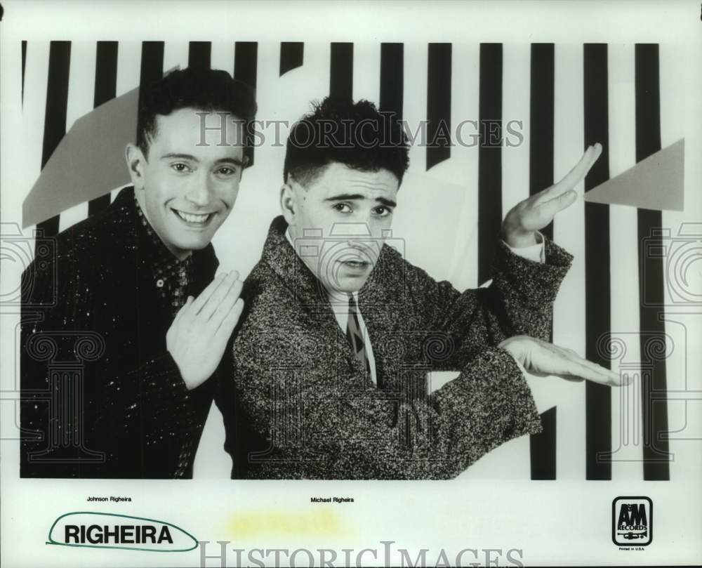 1984 Press Photo Johnson Righeira &amp; Michael Righeira of music group &quot;Righeira&quot;.- Historic Images