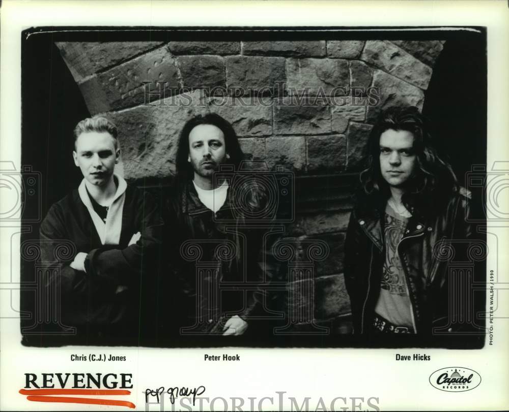 1990 Press Photo The Revenge band: Chris (C.J.) Jones, Peter Hook, Dave Hicks- Historic Images