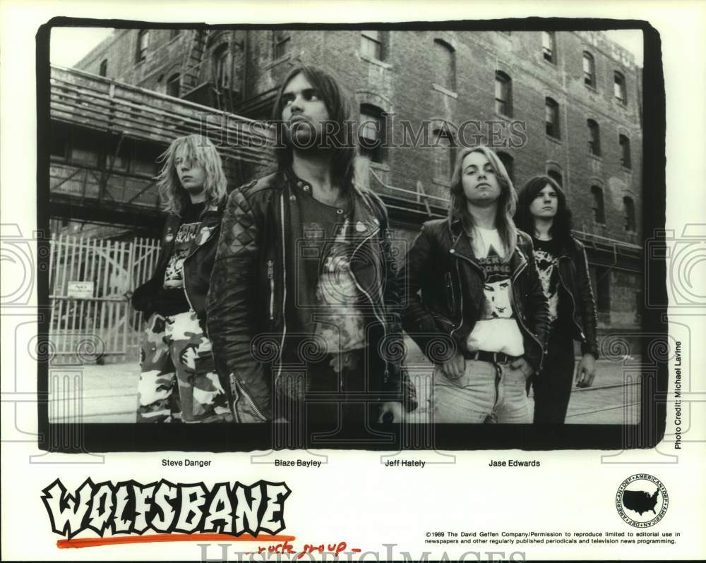 1989 Press Photo Members of rock group &quot;Wolfsbane&quot;. - hcp09631- Historic Images