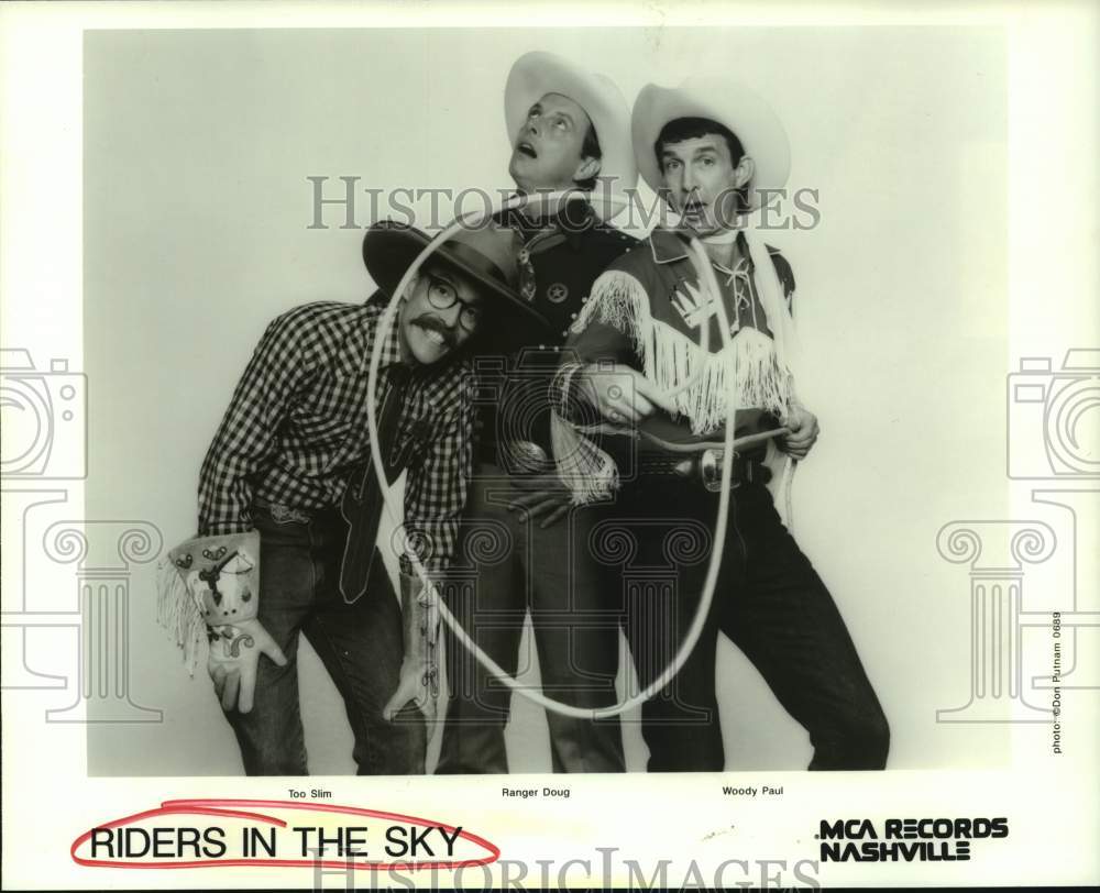 1989 Press Photo Too Slim, Ranger Doug, Woody Paul - Riders in the Sky members- Historic Images