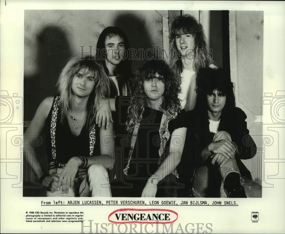 1988 Press Photo Members of rock band Vengeance - from the Netherlands- Historic Images