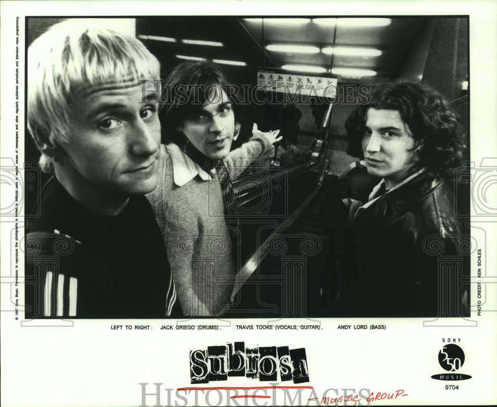 1997 Press Photo Subrosa: Jack Griego, Travis Tooke, Andy Lord - music group- Historic Images