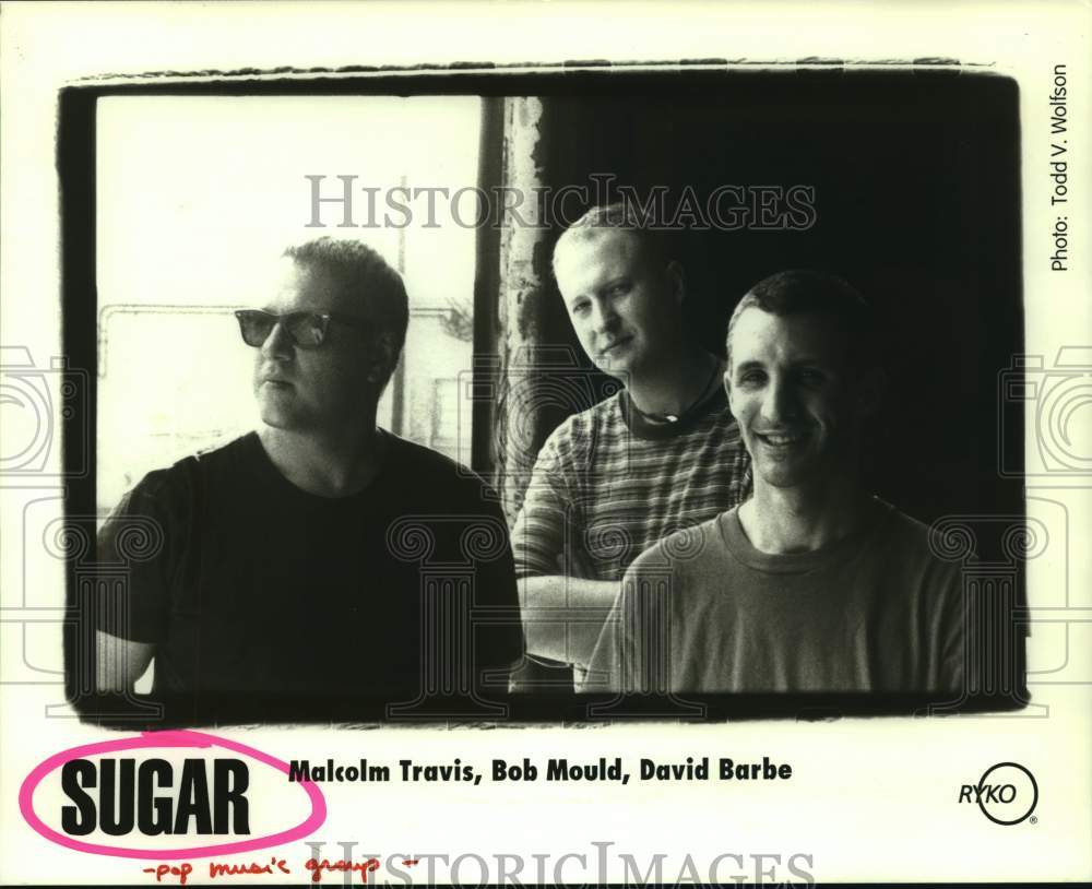 1994 Press Photo Sugar: Malcolm Travis, Bob Mould, David Barbe - music group- Historic Images