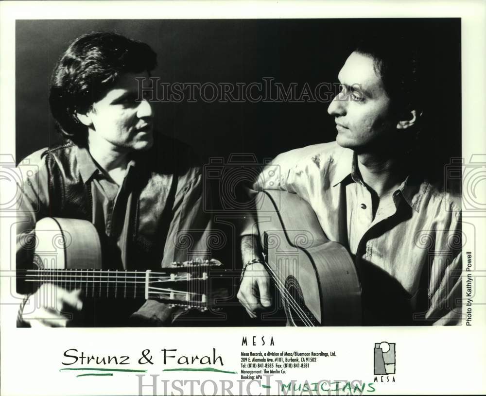 1993 Press Photo Musicians Strunz &amp; Farah. - hcp09877- Historic Images