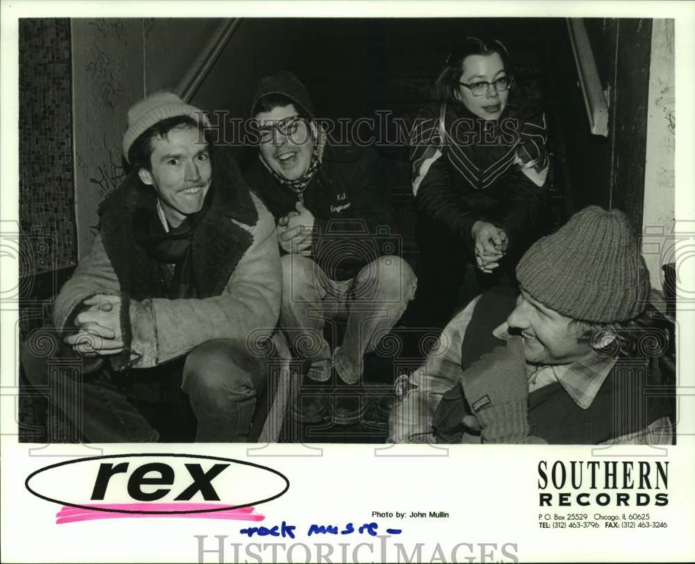 1995 Press Photo Members of the rock band Rex share a laugh - hcp09904- Historic Images