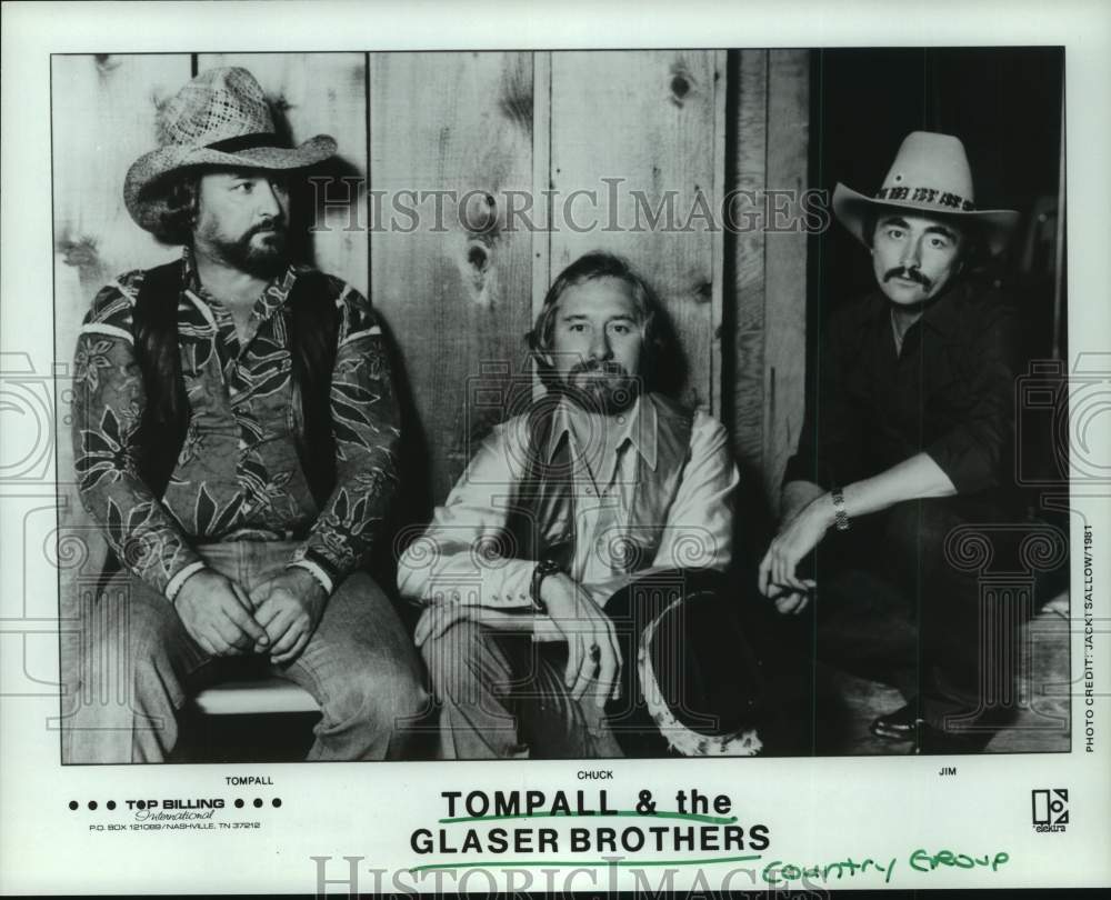 1981 Press Photo Country Group &quot;Tompall &amp; the Glaser Brothers&quot; - hcp09947- Historic Images