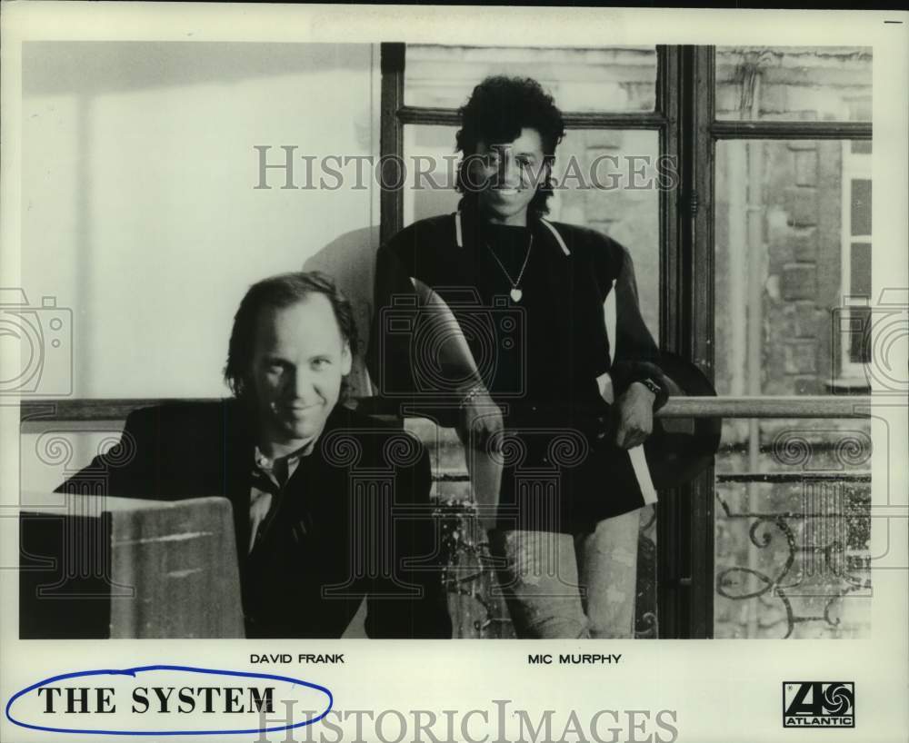 1989 Press Photo David Frank, Mic Murphy of &quot;The System&quot; Rock Group - hcp10011- Historic Images