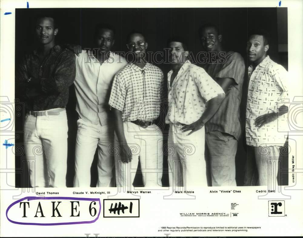 1988 Press Photo Members of the musical group &quot;Take 6&quot; - hcp10038- Historic Images