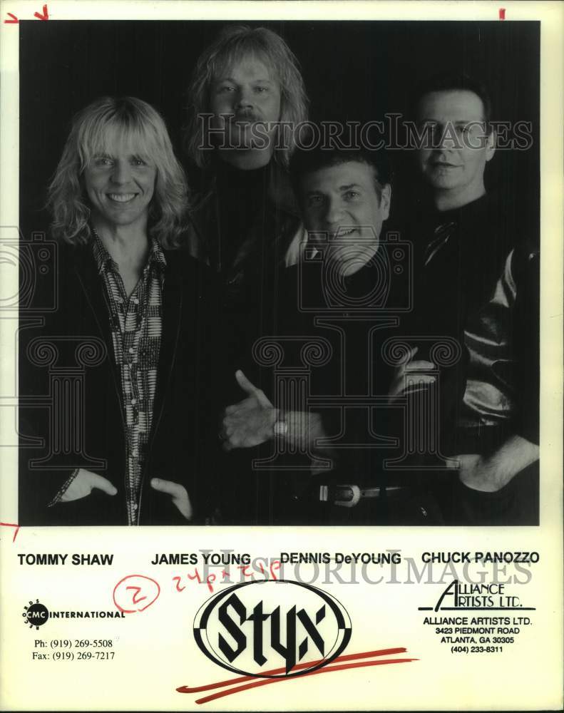 1997 Press Photo Pop group Styx to perform at Cynthia Woods Mitchell Pavilion- Historic Images