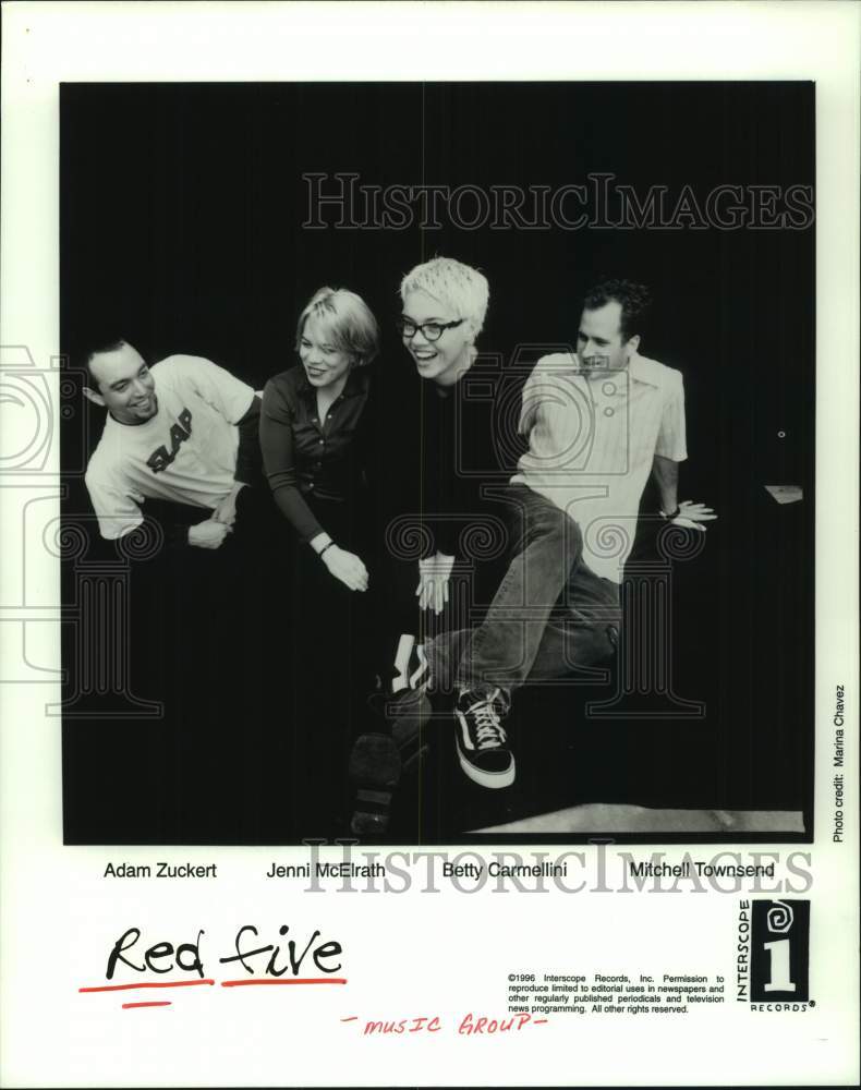 1996 Press Photo Members of the musical group &quot; Red Five&quot; - hcp10197- Historic Images