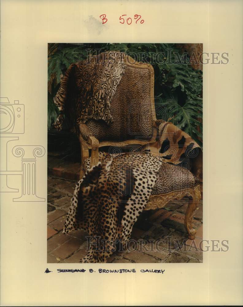 1993 Press Photo Faux animal skins on display at the Brownstone Gallery- Historic Images