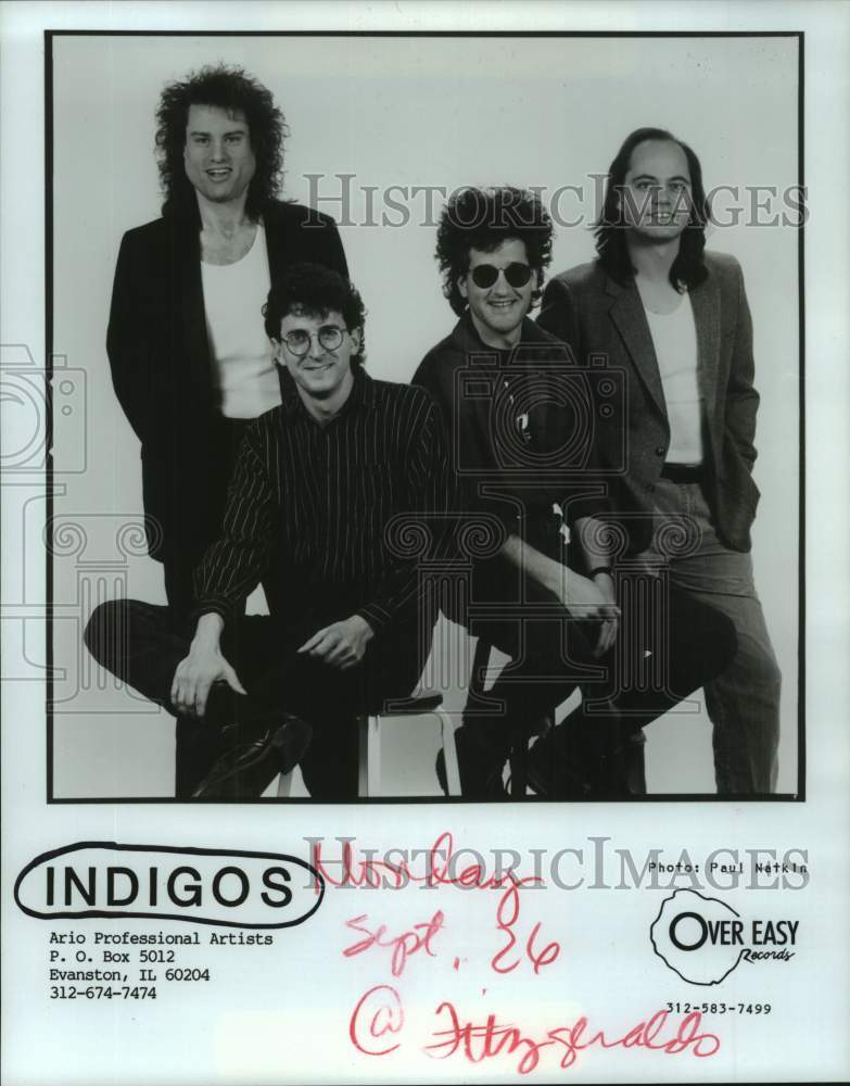 1988 Press Photo Music Group, Indigos, to Play at Fitzgeralds, Houston, Texas- Historic Images