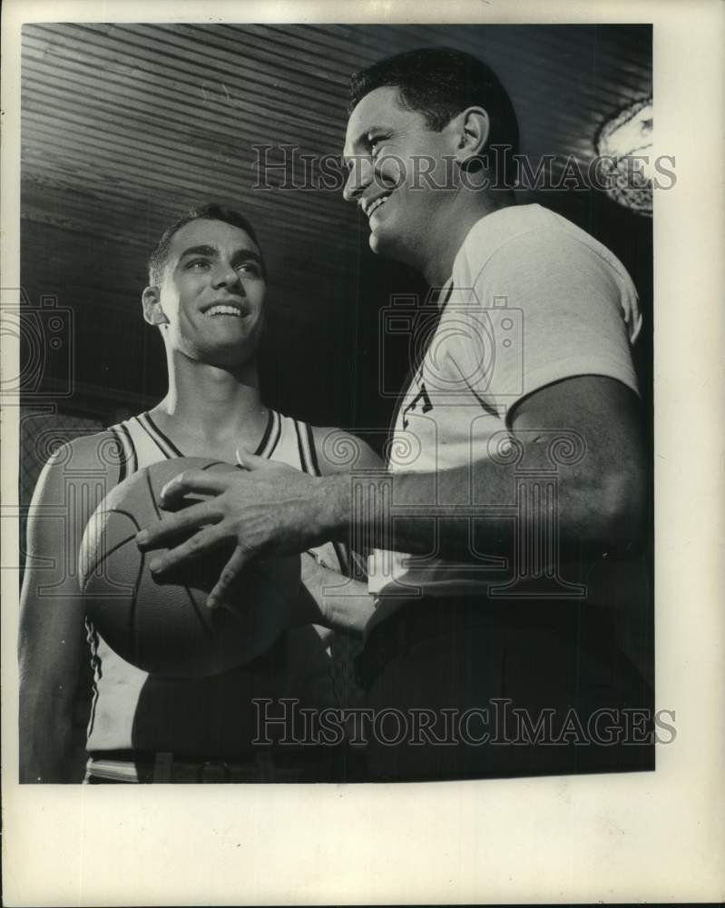 1967 Press Photo Coach Robert Wolf with Basketball Player - hcp10576