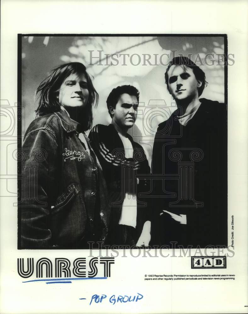 1993 Press Photo Pop music group &quot;Unrest&quot;. - hcp10614- Historic Images