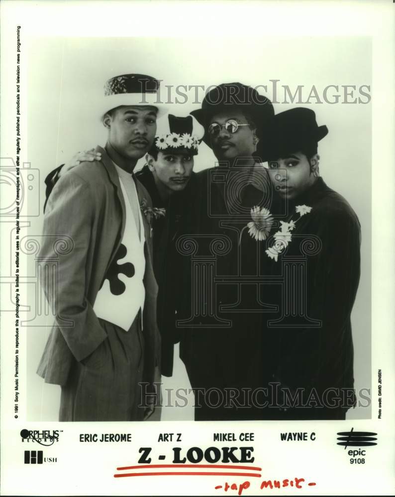 1991 Press Photo Eric Jerome, Art Z, Mikel Cee, Wayne C are Z-Looke group- Historic Images