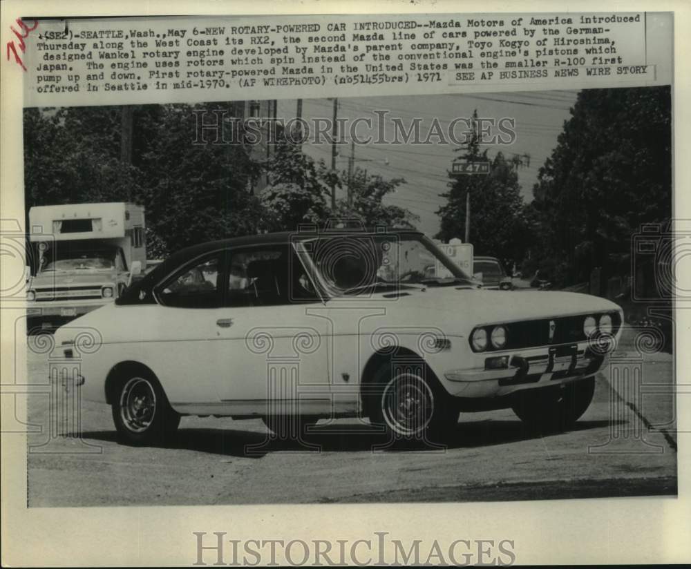 1970 Press Photo Mazda Motors of America's RX2 - with Wankel rotary engine