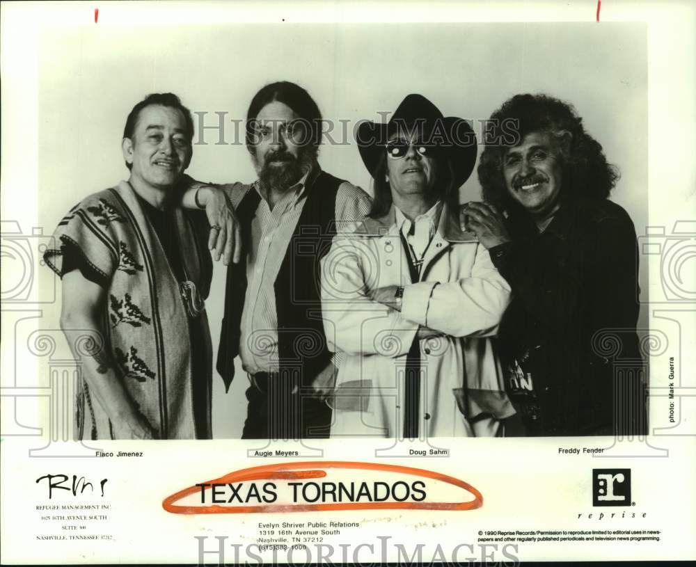 1990 Press Photo Music Group &quot;Texas Tornados&quot; - hcp10860- Historic Images