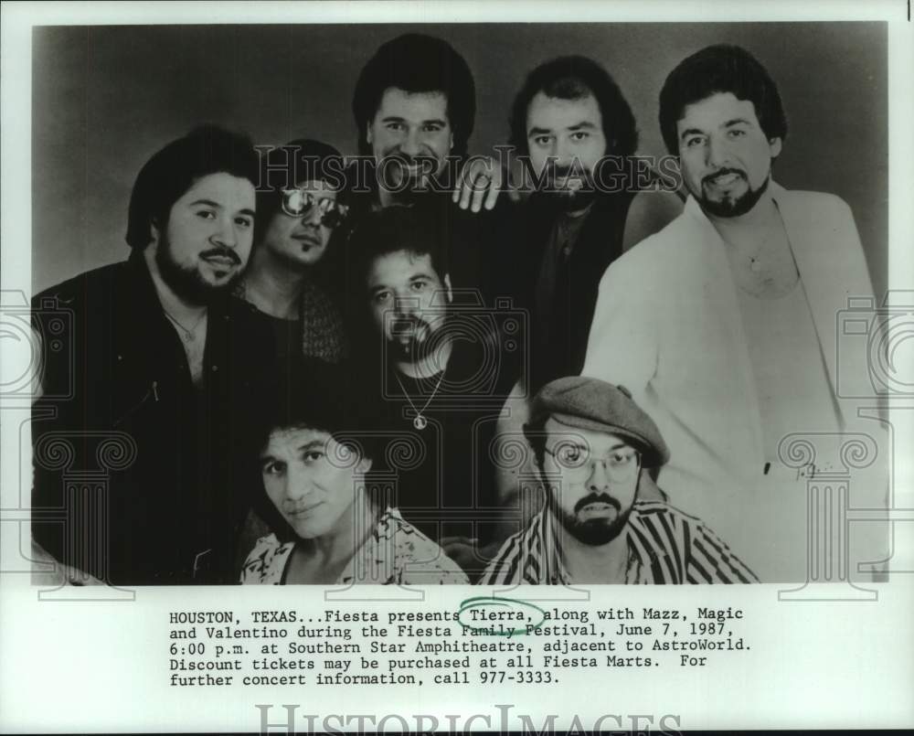 1987 Press Photo Members of the music group Tierra in Houston, Texas - hcp11140- Historic Images