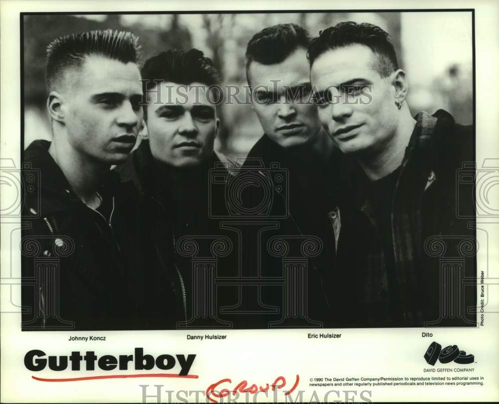 1990 Press Photo Gutterboy: Johnny Koncz, Danny Hulsizer, Eric Hulsizer, Dito- Historic Images