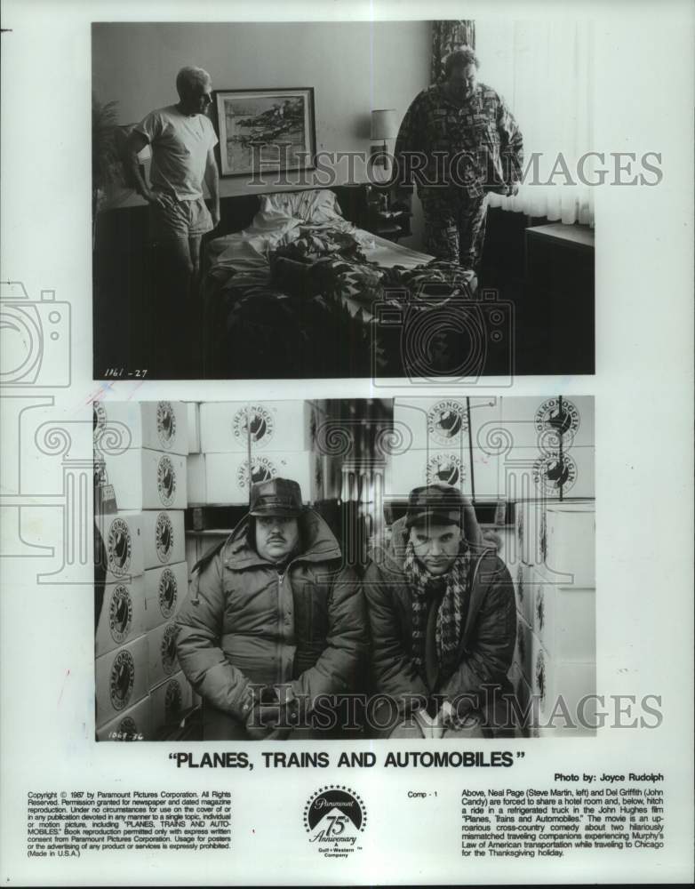 1987 Press Photo Steve Martin, John Candy - scenes from &quot;Planes, Trains &amp; Autos&quot;- Historic Images