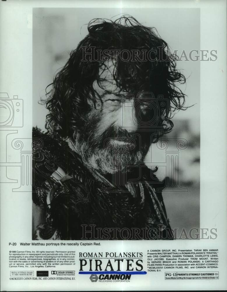 1986 Press Photo Actor Walter Matthau in Roman Polanski&#39;s Pirates - hcp11586- Historic Images