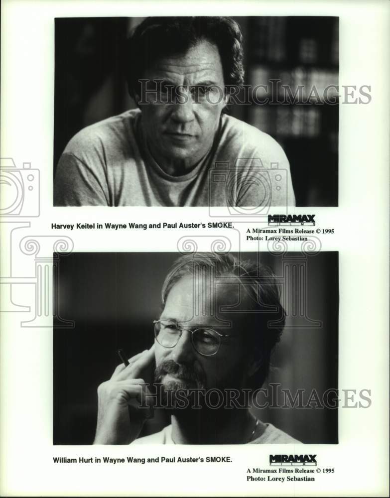 1995 Press Photo Harvey Keitel and William Hurt in scenes from &quot;Smoke&quot; movie- Historic Images