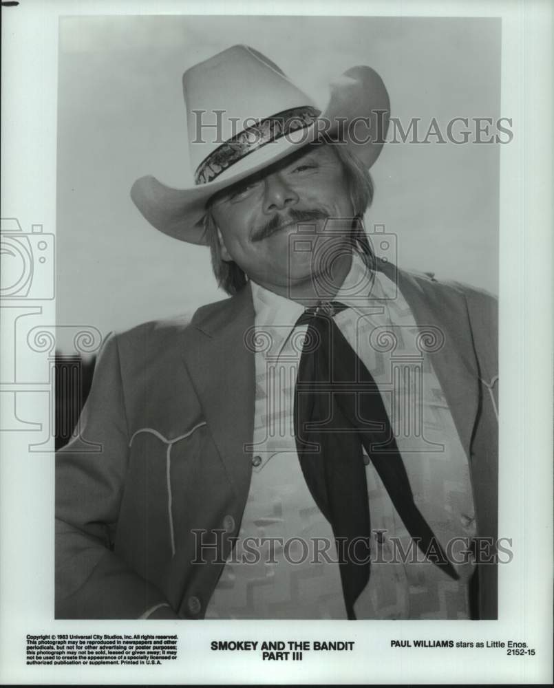 1983 Press Photo Paul Williams acts in the movie Smokey and the Bandit Part III- Historic Images