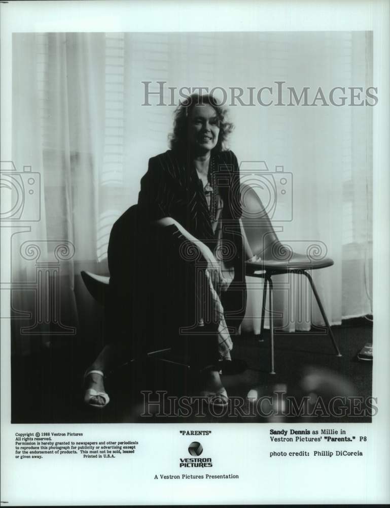 1988 Press Photo Sandy Dennis as Millie in &quot;Parents&quot; - hcp11700- Historic Images