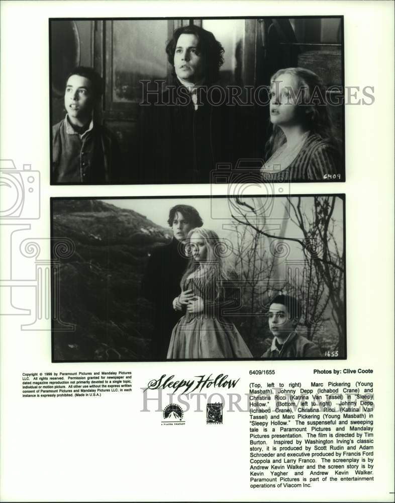 1999 Press Photo Actors in scenes from the movie &quot;Sleepy Hollow&quot; - hcp11717- Historic Images