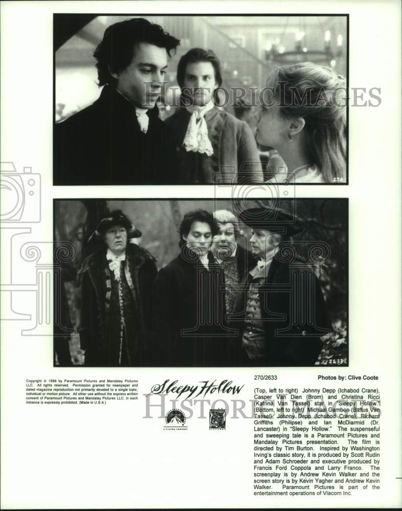 1999 Press Photo Cast of the movie &quot;Sleepy Hollow&quot; in scenes - hcp11721- Historic Images